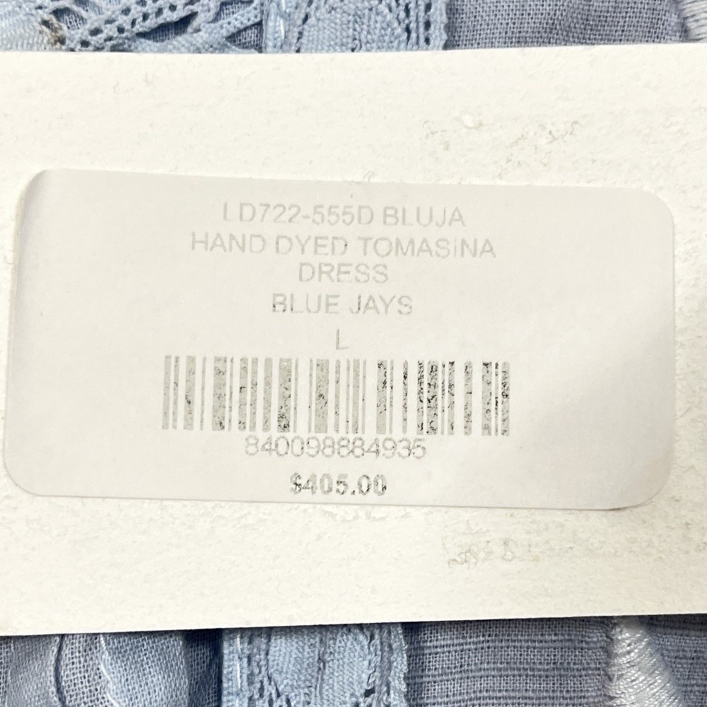 NWT LoveShackFancy Tomasina Mini Dress Size L Blue Embroidered Ribbon Coquette - Picture 11 of 12